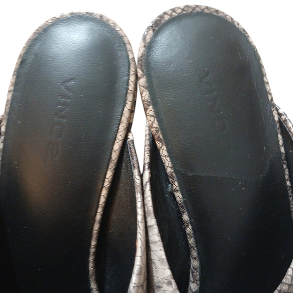 VINCE Baxley Snake Embossed Leather Slip On Mule in Taupe size 7.5 M - Picture 4 of 10